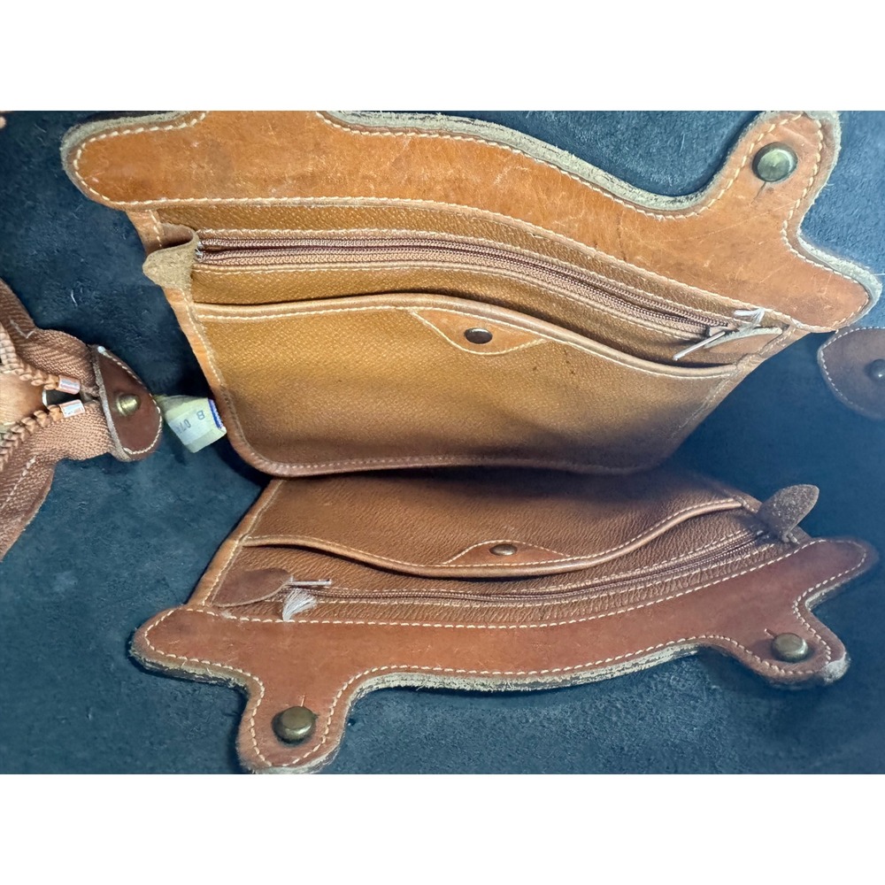 Dooney & Bourke Vintage All Weather Leather Domed Satchel Black Tan Made in USA - Picture 4 of 8